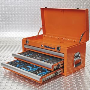 Datona® Gereedschapskist drie lades - 2 lades gevuld - oranje - Oranje