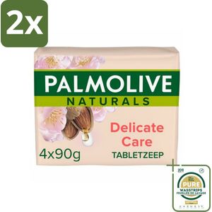 Palmolive Naturals - Tabletzeep - Delicate Care - 4 Zeeptabletten - Voordeelverpakking - 2 stuks - Huidverzorging - Natuurlijke zeep