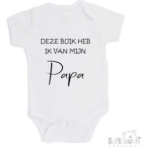 100% katoenen Romper ""Deze buik heb ik van Papa"" Unisex Katoen Wit/zwart 56/62