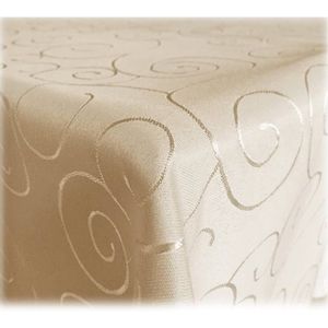 Tafelkleed crème met ornamenten - zijdeglans - 1 stuk - polyester - 110x140