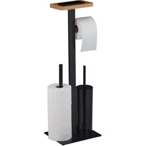 Relaxdays toiletrolhouder - 3 in 1 - met plankje - reserverolhouder - toiletborstel houder