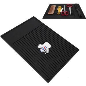 Barber Station Mat Silicone Non-Slip Beauty Salon Table Mat Hair Clipper Trimmer Organizer Pad Heat Resistant Hairdressing Mat for Styling Hair Dryers