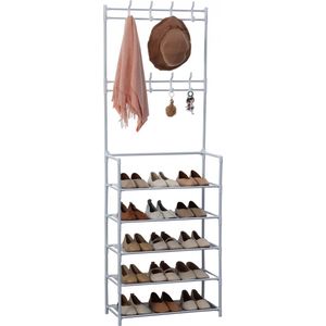 Herzberg Home & Living Herzberg Gesegmenteerde Kapstok Kleerhanger Met 5 Planken Schoenrek - 60X173Cm