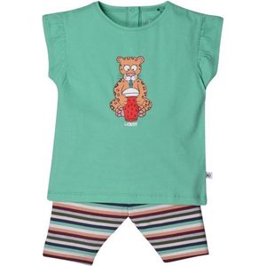 Woody meisjes pyjama - jadegroen - panter - 201-3-BAB-S/744 - maat 62