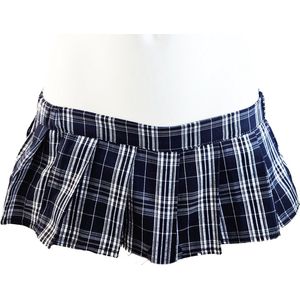 BamBella® - Ultra korte Mini rok - Maat S/M -Erotische rollenspel kleding Blauw ruiten