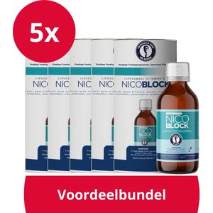 NicoBlock Voordeelverpakking 5x 300ml | Liposomale Vitamine B3 | Ondersteuning bij gedragsverandering, stoppen met roken | Vegan | Zonder nicotine & kunstmatige toevoegingen