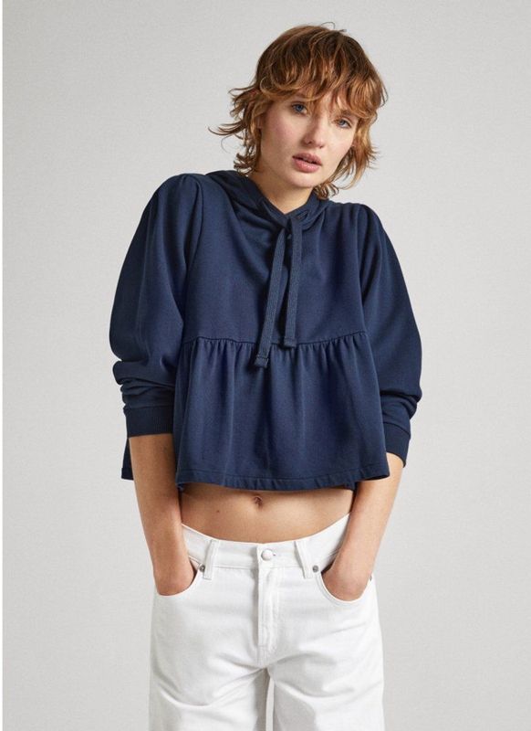 Pepe Jeans - Jordan - Sweatshirt - Marineblauw - Normale Pasvorm - Capuchon - Lange Mouwen