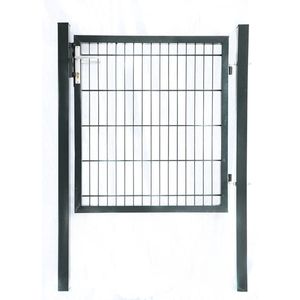 Tuindeur - Tuinpoort - Dubbele staafmatten - Bevestigingsklemmen - Inclusief Slot - 180cm - Antracietgrijs