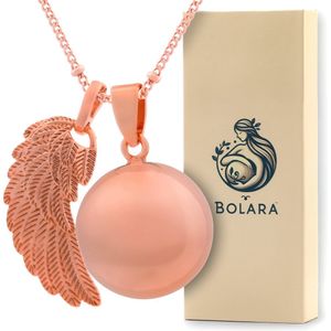 Bolara Zwangerschapsketting met Babybel - Rosé Goud met Vleugel - 110cm + 5cm verstelbaar - Babyshower cadeau voor aanstaande moeders
