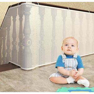 Veiligheidsnet voor kinderen, 6 m, balkonleuning, trapveiligheidsnet, stabiel heknet, voor kinderen, huisdieren, speelgoed, terrasbeschermingsnet, met nylon touw, trekkoord, vloergesp, 6 x 0,9 meter,