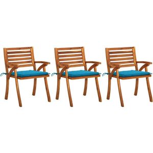 vidaXL - Tuinstoelen - 3 - st - met - kussens - massief - acaciahout