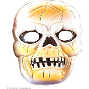 Widmann - Spook & Skelet Kostuum - Spookachtig Schedel Plastic Masker - Wit / Beige - Halloween - Verkleedkleding