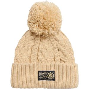 Superdry - Chunky Cable - Muts - Zwart - Kabelgebreid - Pompon
