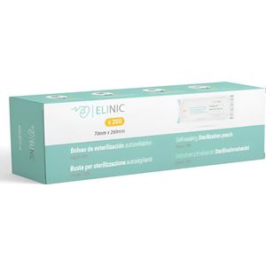 200 st Sterilisatiezakjes 260 x 70 mm Zelfklevend, hoogwaardig voor medische en schoonheidsinstrumenten. Ideaal voor tandarts, schoonheidssalons, kapsalons, nagels aparateur, tattoo shops. Veilig, betrouwbaar, en autoclaafbestendig.
