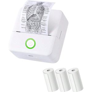 S&E Mini Draagbare Thermische Printer – Pocketprinter zonder Inkt + 3 Rollen Papier