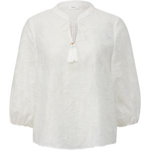 s.Oliver - BLACK LABEL - Blouseshirt - Ecru - Viscose, Tuniek Kraag, Driekwart Mouw