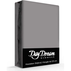 Day Dream hoeslaken - strijkvrij - katoen - 160 x 200 - Grijs