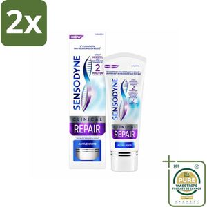 Sensodyne - Tandpasta - Clinical Repair - Active White - Tandglazuur Herstellen - 75 ml - Voordeelverpakking - 2 stuks - Wittere tanden - Gevoelige tanden