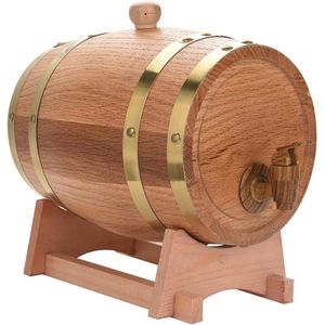 3L Wood Oak Beer Dispenser Barrel - Whisky Bourbon Tequila Storage - Fat Stand - HTML Content Needed .