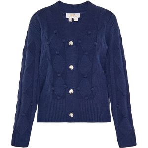 usha - FESTIVAL - Gebreid Vest - Navy - V-hals - Lange Mouw