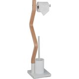 Relaxdays wc-rolhouder - met wc-borstel en houder - set - staand - 75x18,5x18,5cm