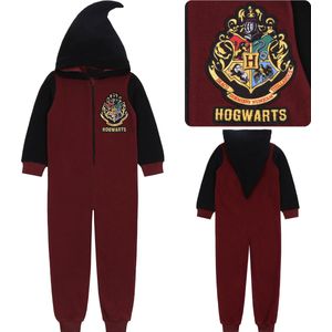 Harry Potter Jongenspyjama/-pak uit één stuk, zwart, bordeaux, met capuchon, onesie