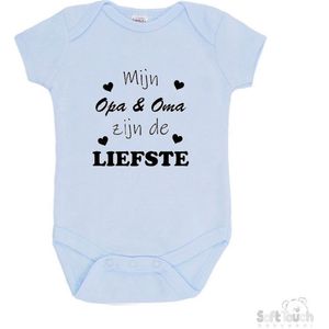 100% katoenen Romper ""Mijn Opa & Oma zijn de liefste"" Meisjes Katoen Blauw/zwart Maat 56/62