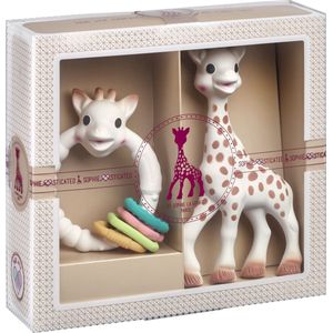 Sophie de giraf Sophiesticated Cadeauset - Baby speelgoed - Sophie de giraf & So Pure Colo'Rings - Kraamcadeau – Babyshower cadeau - 4-Delig