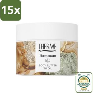 15 x Therme - Hammam - Bodybutter to Oil - Hydraterend - Verzorgend - 225gr - Grootverpakking - Bodybutter To Oil - Hydraterend - Verzorgend - Oosterse Wellness - Aromatische Geur