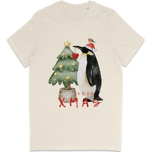 Grappig t Shirt Heren Dames - Kerst Pinguin - Wit Vintage - Maat XXL