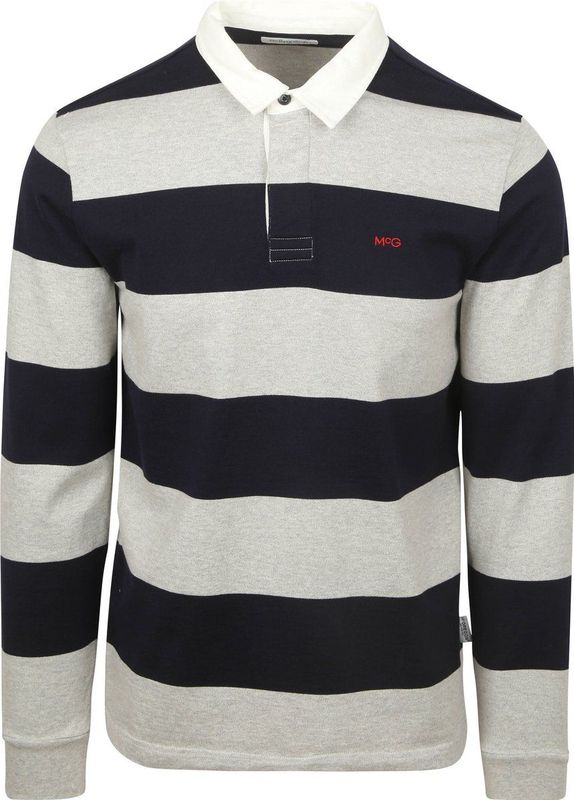 McGregor Rugbyshirt Streep Navy Grijs - Maat S - Heren - Rugby Poloshirts
