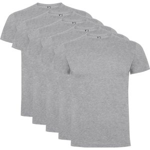 5 Pack Roly Dogo Premium Heren T-Shirt 100% katoen Ronde hals, Licht Grijs gemeleerd Maat M