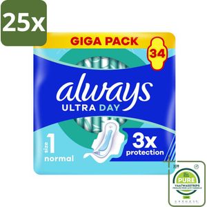 25 x Always - Maandverband - Dag - Normal - 34 Maandverband - Grootverpakking - Maandverband - Maandverband Met Vleugels - Always Ultra - Always Ultra Day Normal - Dagverband