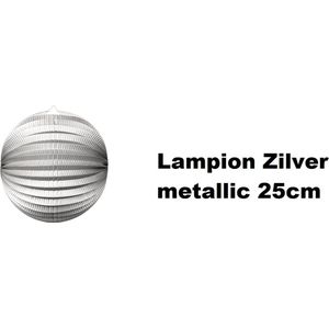 Lampion Zilver 25cm - festival thema feest verjaardag party papier BBQ strand licht fun