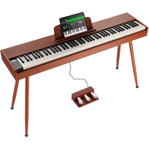 Gewogen Digitale Piano met 88 Volledig Gewogen Toetsen. Het is een Elektrische Piano met Dubbel Klavier en Luidsprekers, een Pianostatief met vier Poten, een Hoofdtelefoon