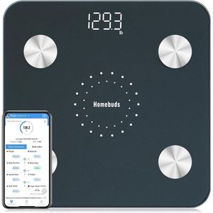 Digitale Personenweegschaal met Lichaamsanalyse en Bluetooth - Nauwkeurige Metingen van Gewicht, BMI, Lichaamsvet en Meer