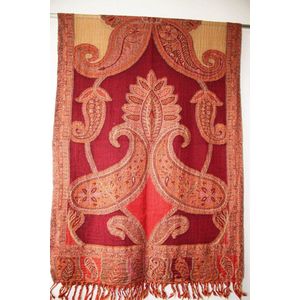 1001musthaves.com Wollen dames sjaal wijnrood en rood-oranje 70 x 200 cm