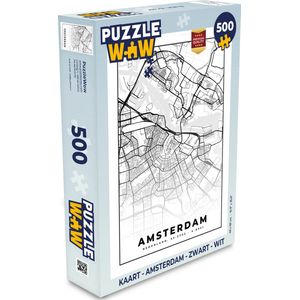 Puzzel Kaart - Amsterdam - Zwart - Wit - Legpuzzel - Puzzel 500 stukjes