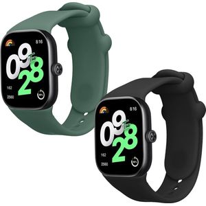kwmobile 2x horlogebandjes geschikt voor Xiaomi Redmi Watch 4 / Watch 5 / Watch 5 eSIM bandje - Smartwatch bandjes van TPU - Activity tracker horloge band in zwart / donkergroen