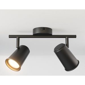 HOFTRONIC - Riga LED Plafondspot 2 Lichts GU10 2700K Warm wit - Zwart - Spotje - Opbouwspot L274mm - Modern - Plafondlamp Woonkamer, Slaapkamer, Gang, Keuken