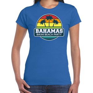 Bahamas zomer t-shirt / shirt Bahamas bikini beach party voor dames - blauw - Bahamas beach party outfit / vakantie kleding / strandfeest shirt XS
