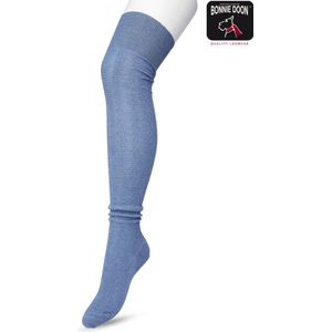 Bonnie Doon Bio Kabel Overknee kousen Dames Jeans Blauw maat 36/42 - Klassieke Kabel - Biologisch Katoen - Comfort - Classic Cable Overknee sokken - OEKO-TEX - Gladde Naden - Kniekousen - Duurzaam Huidvriendelijk - Jeans Blue Heather - P53498.2