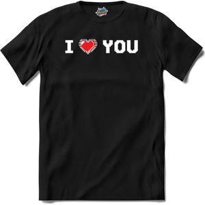 I Love You | Valentijn - Valentijnsdag - Cadeau - Kado - Gaming - T-Shirt - Unisex - Zwart - Maat XL