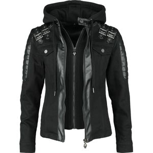 Rock Rebel by EMP zwarte motorjack van denim met imitatieleerdetails - Dames - S