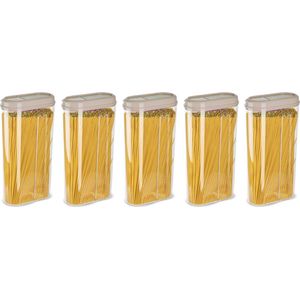 Plasticforte Voedselcontainer strooibus - 5x - beige - 2350 ml - kunststof - voorraadpotten