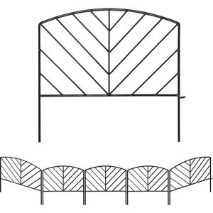 Set van 5 decoratieve hekken 43 cm x 2,4 m tuin metalen hek roestvrij buitenlandschap terrashekken bloementuin dieren honden barrière zwarte decoratieve panelen