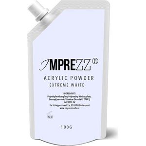 IMPREZZ® acrylpoeder Refill - acrylic Extreme White 100 gr. - Wit