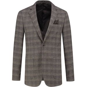 GENTS - Colbert ruit grijsbruin - Polyblend - Grijsbruin - Maat 46/M