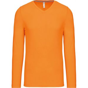 Kariban Herenshirt met lange mouwen en V-hals Orange - S
