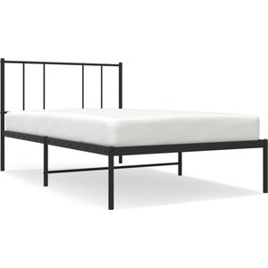 vidaXL - Bedframe - met - hoofdbord - metaal - zwart - 107x203 - cm